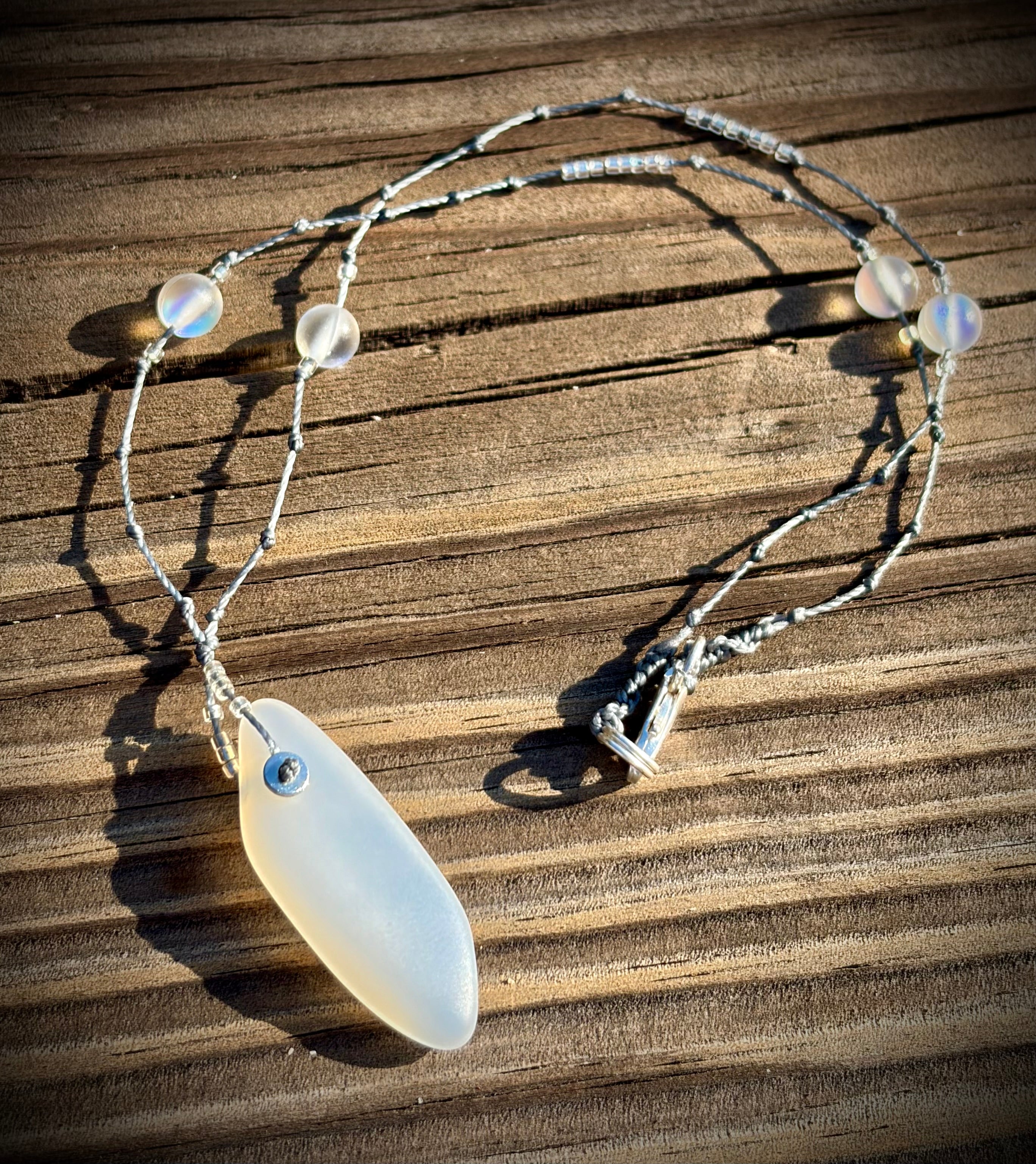White opaque glass necklace
