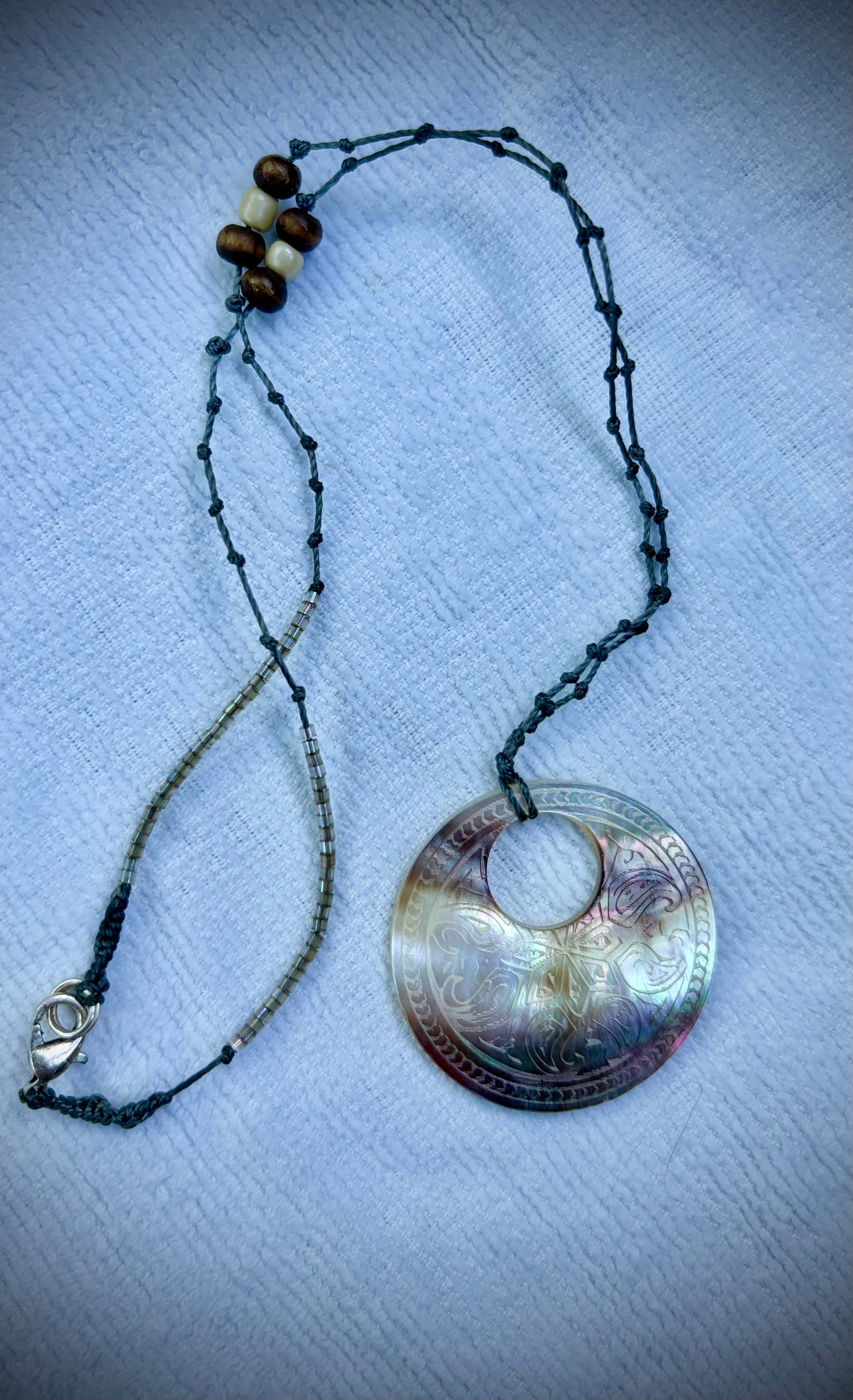 Opal circle pendant necklace
