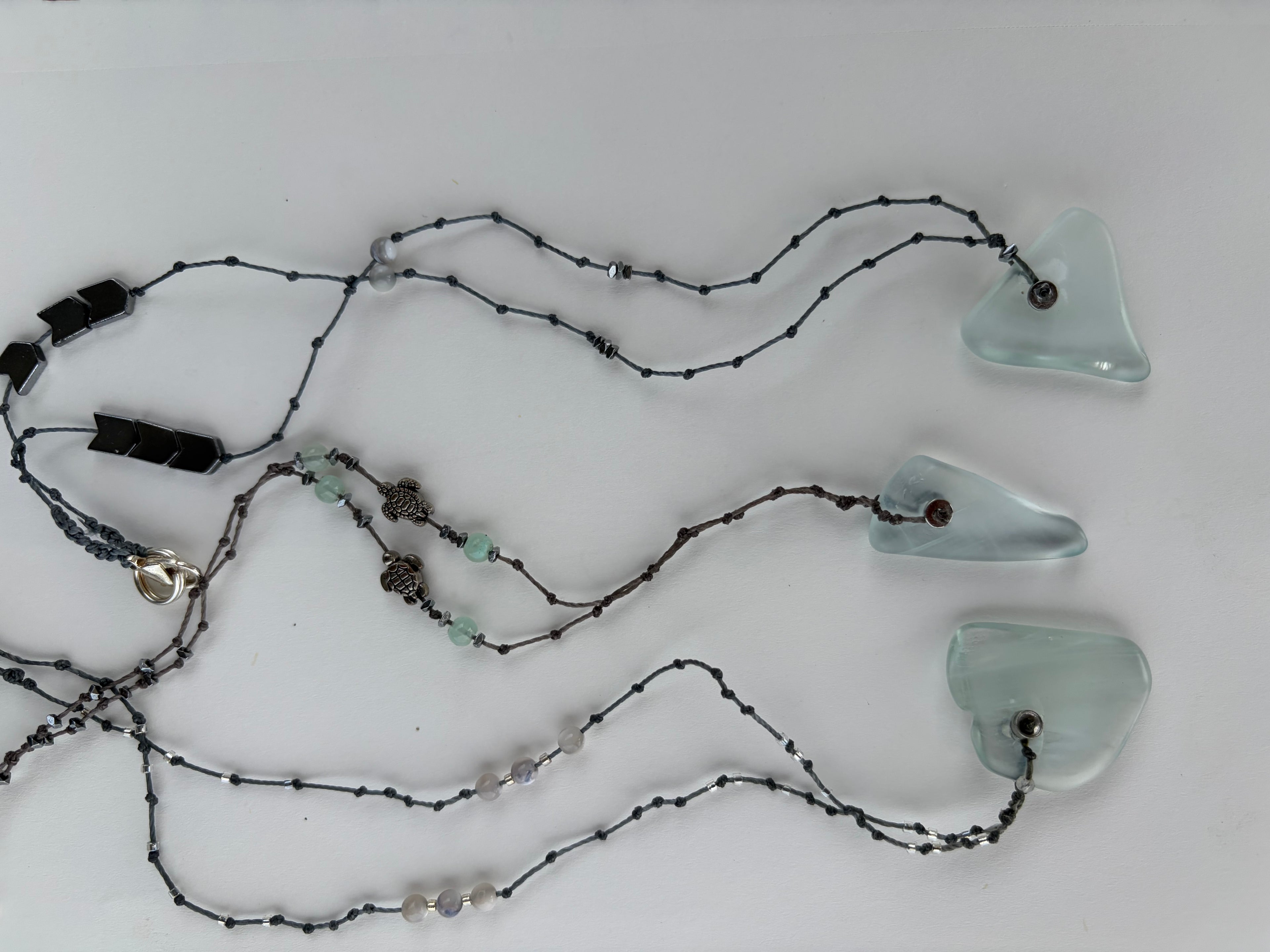 3 of a kind - Ice Blue Glass Necklaces