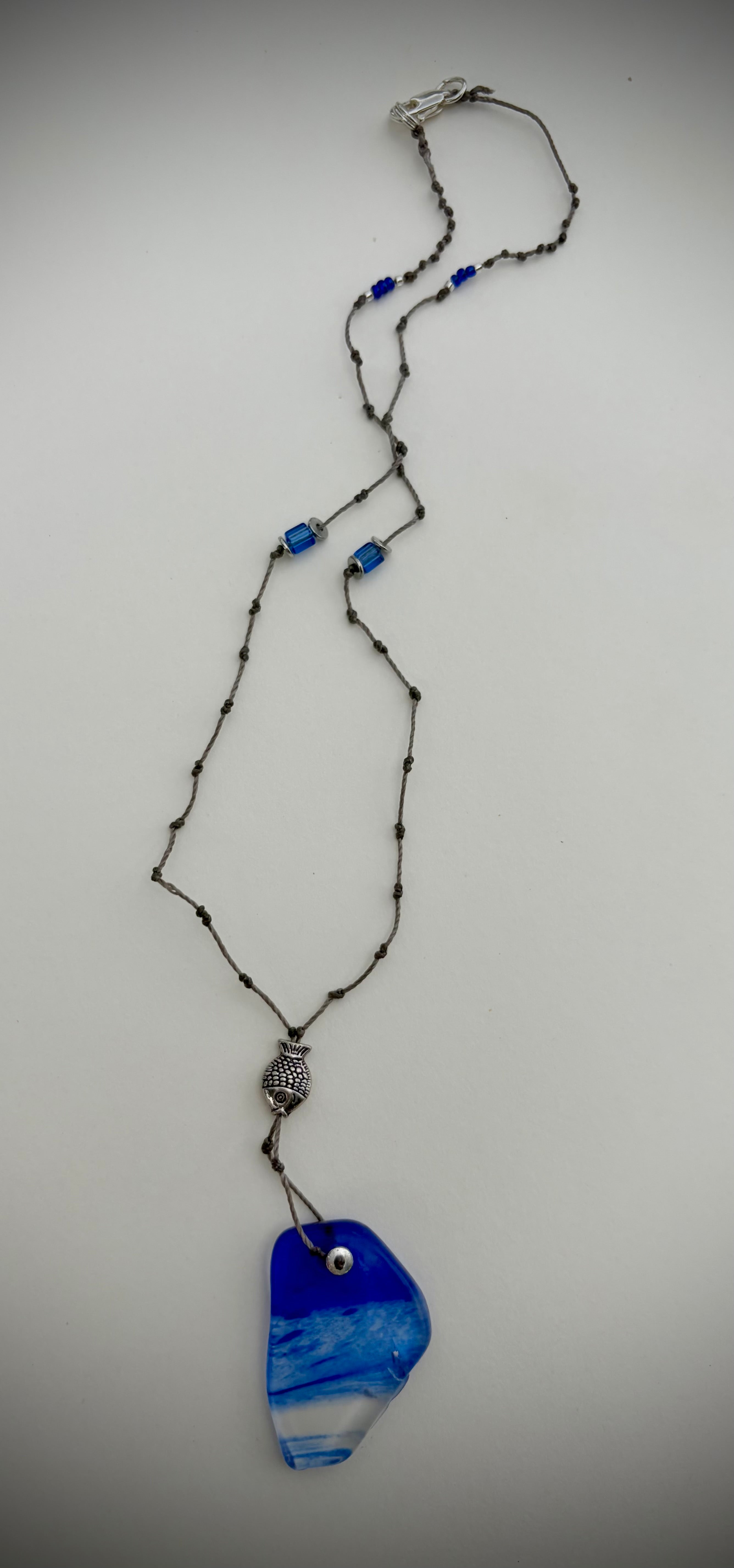 Blue Wave Glass Necklace