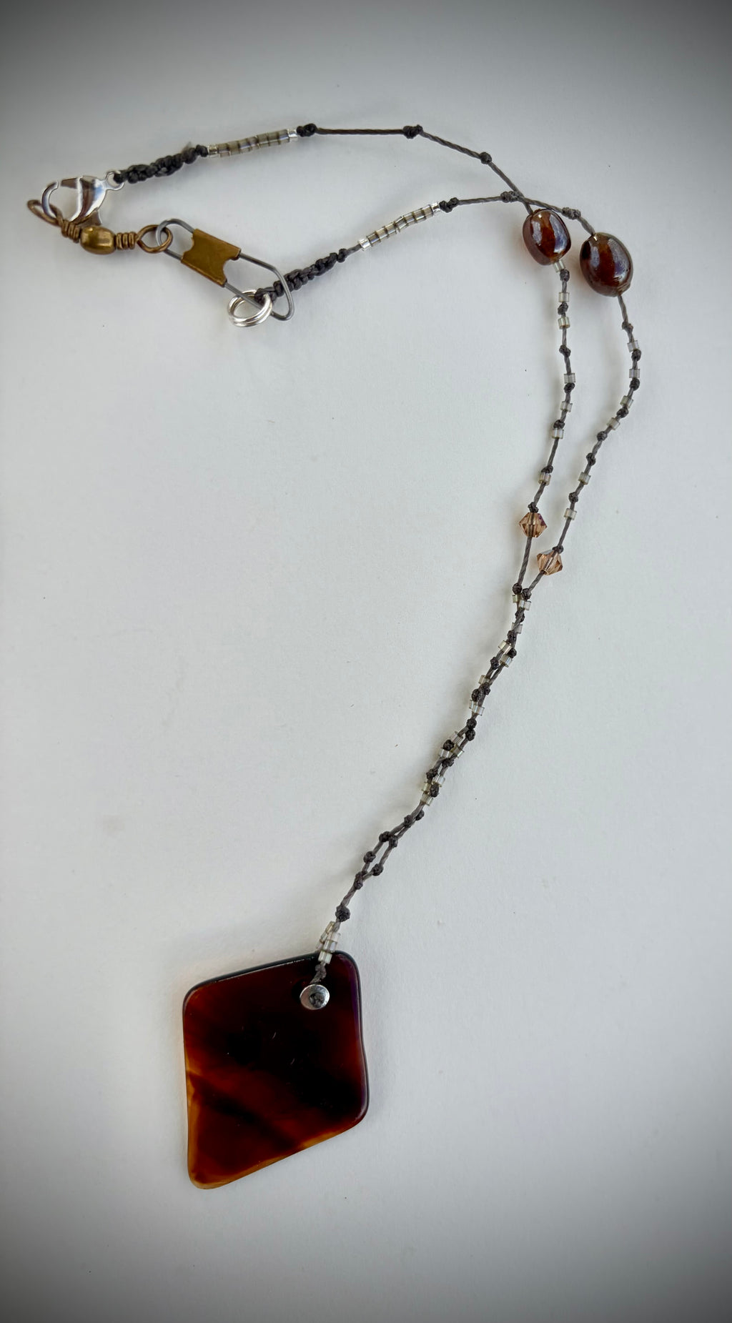 Glass Necklace - brown swirl