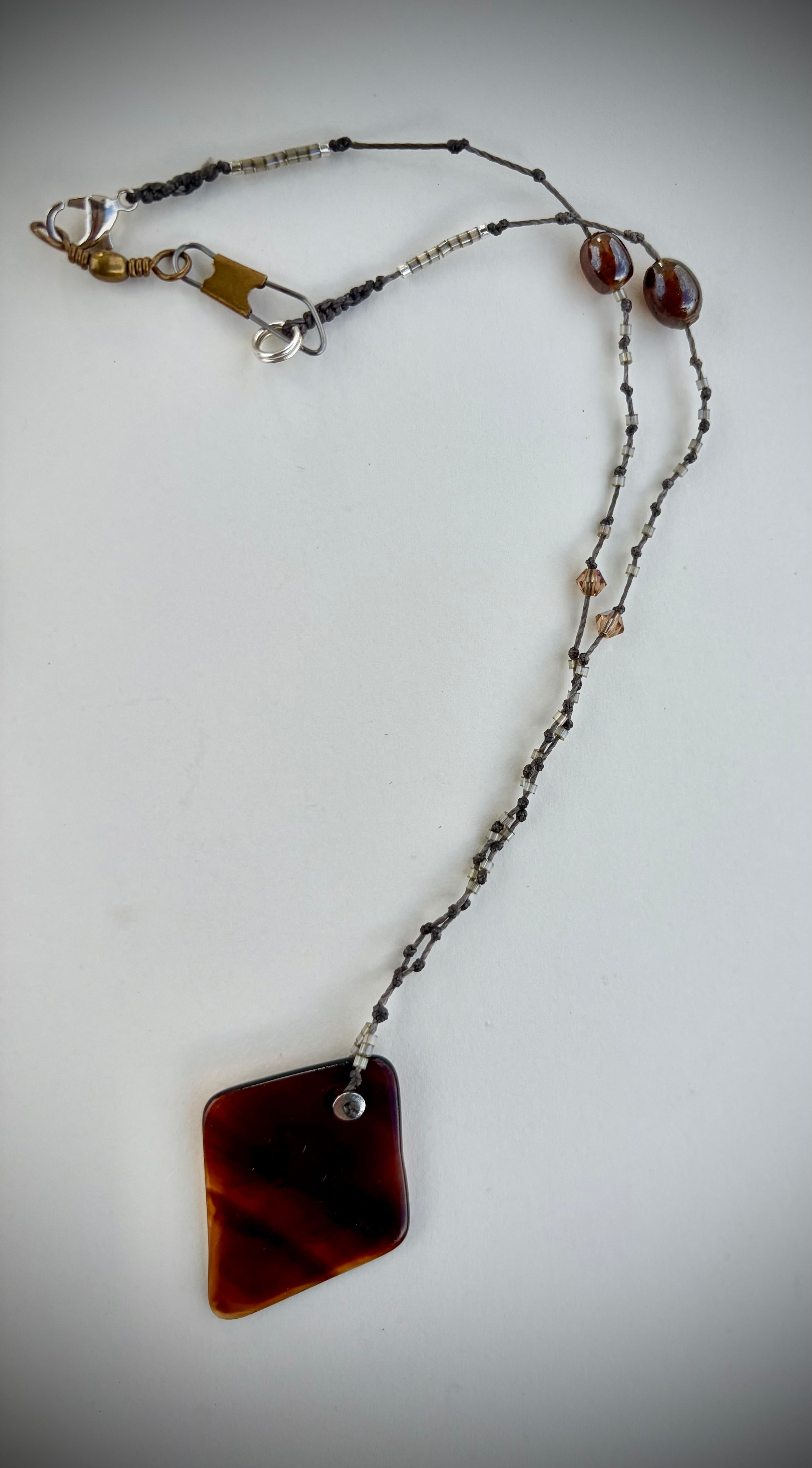Glass Necklace - brown swirl