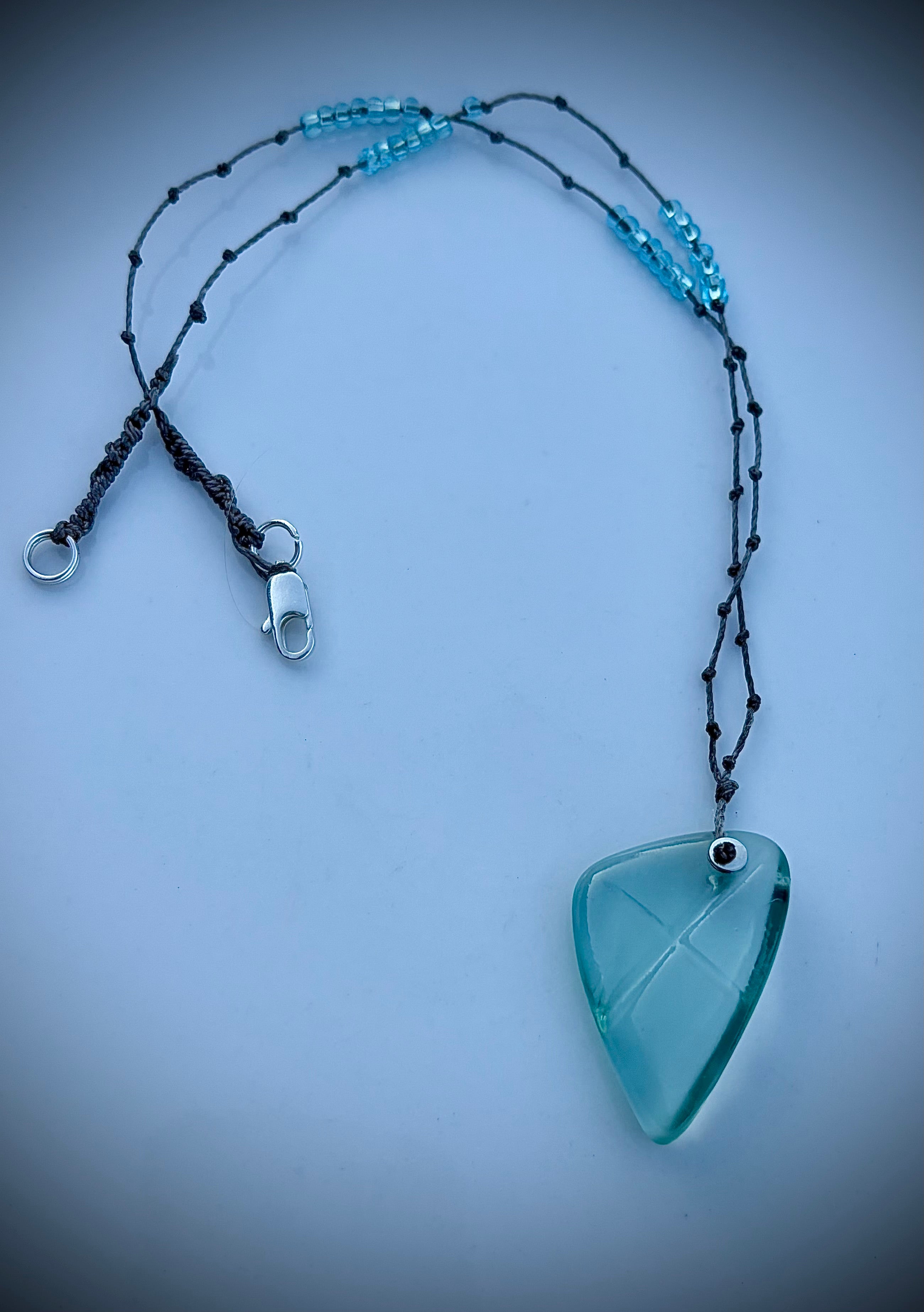 Aqua etched beach glass necklace