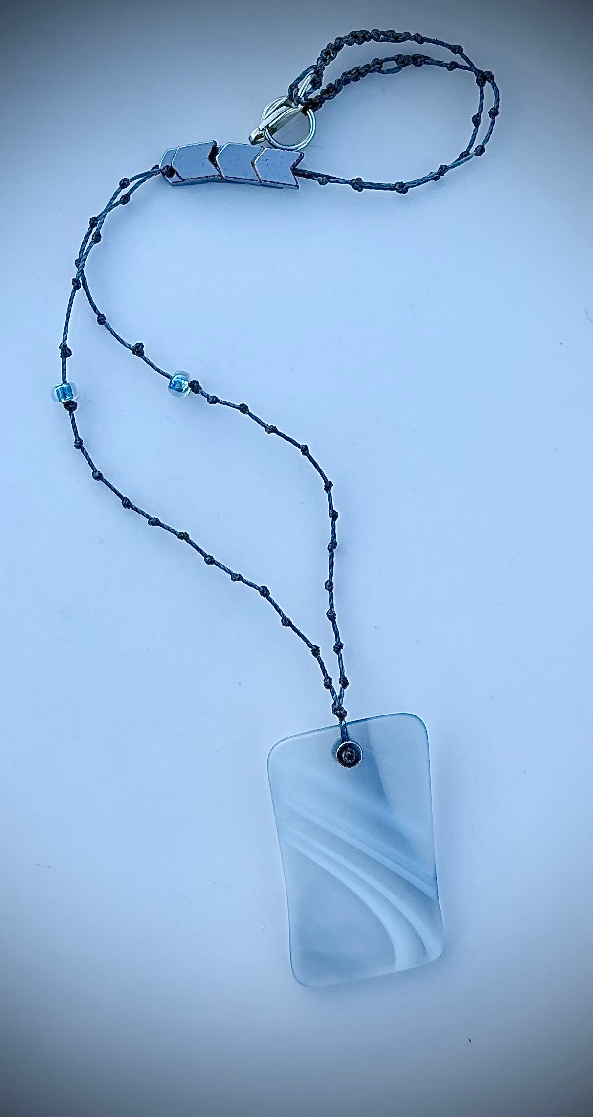 Pale blue glass / hematite necklace