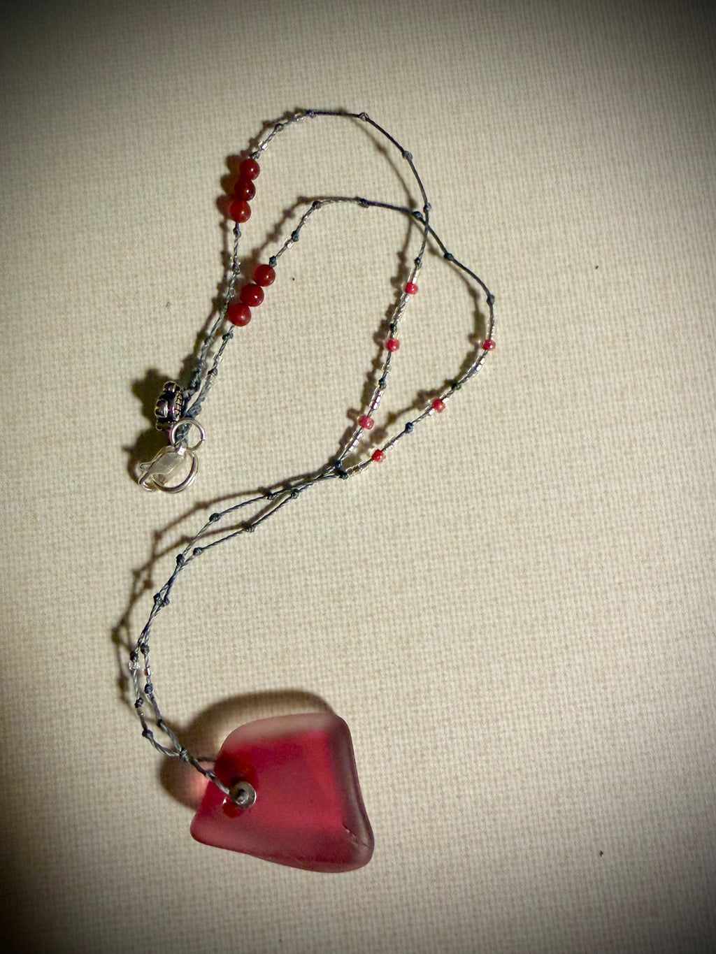 Cranberry glass necklace