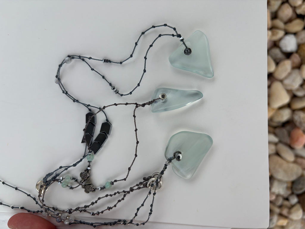 3 of a kind - Ice Blue Glass Necklaces