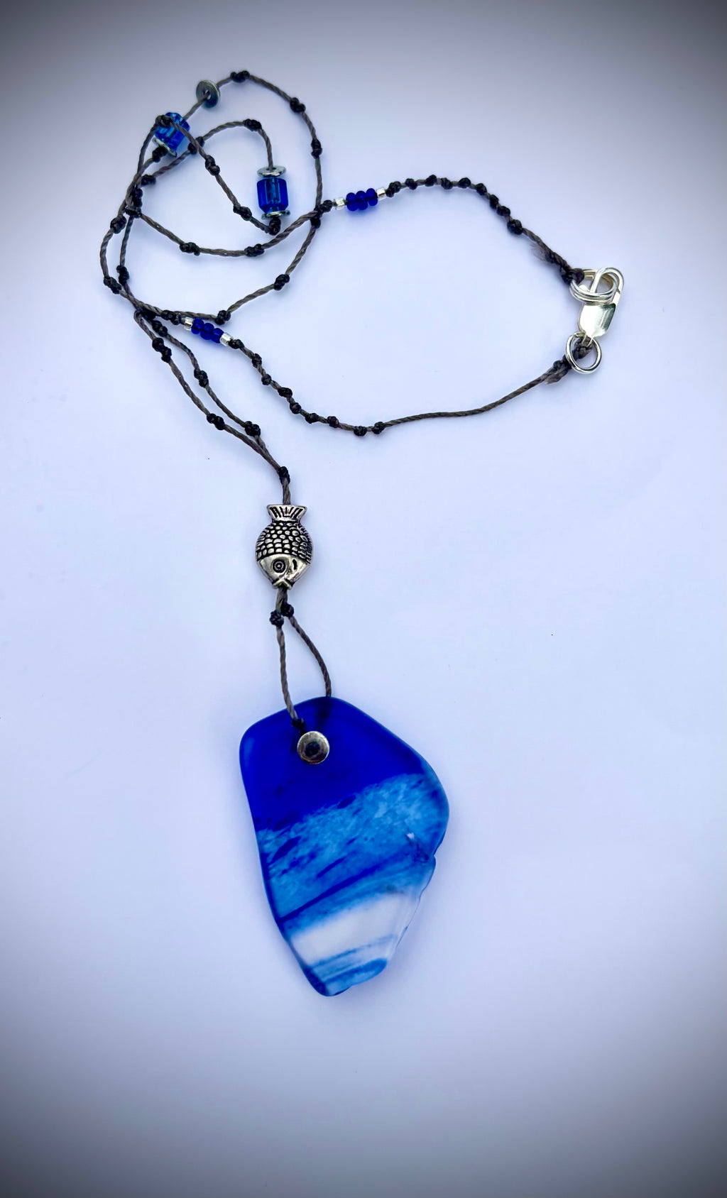 Blue Wave Glass Necklace