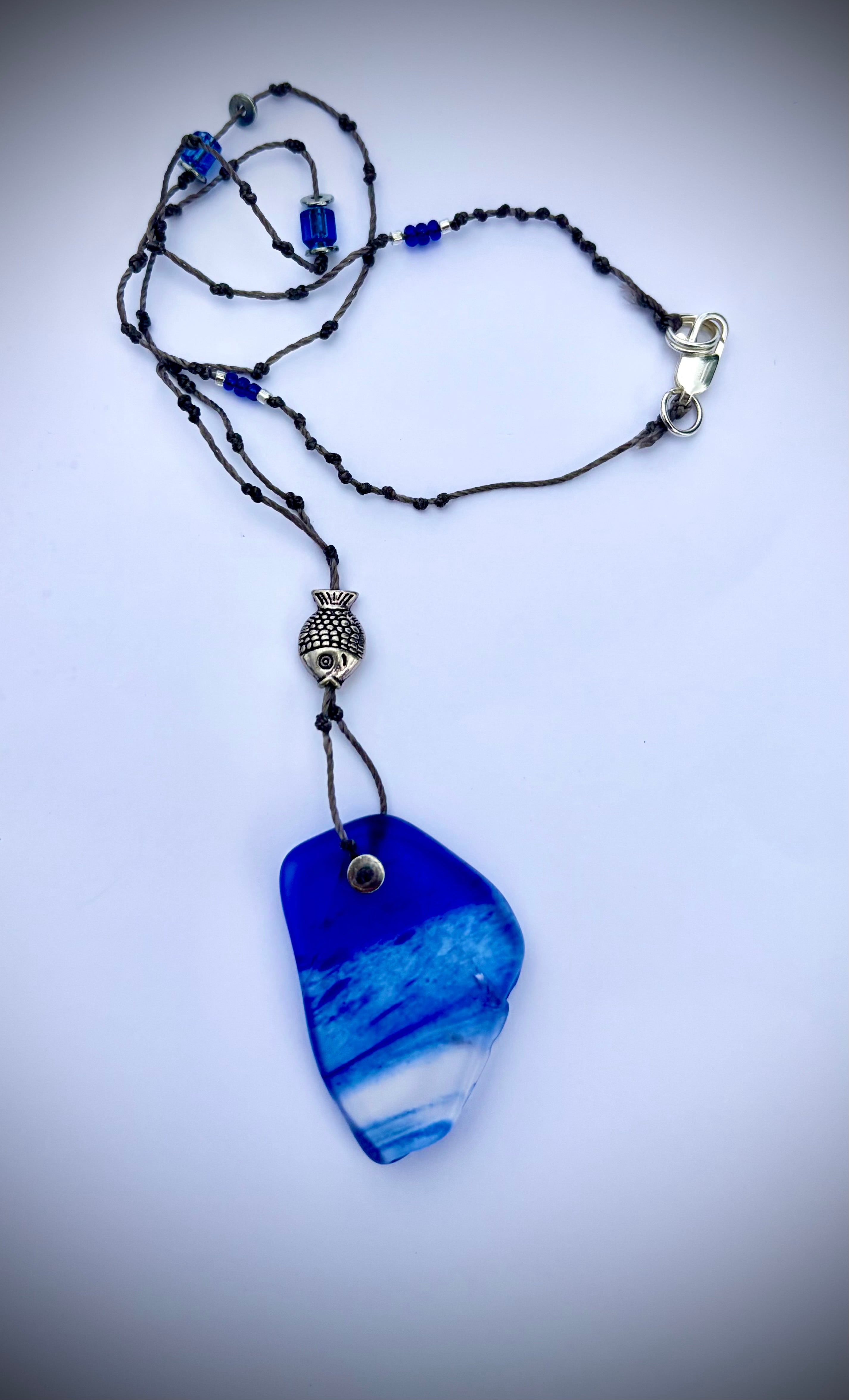 Blue Wave Glass Necklace
