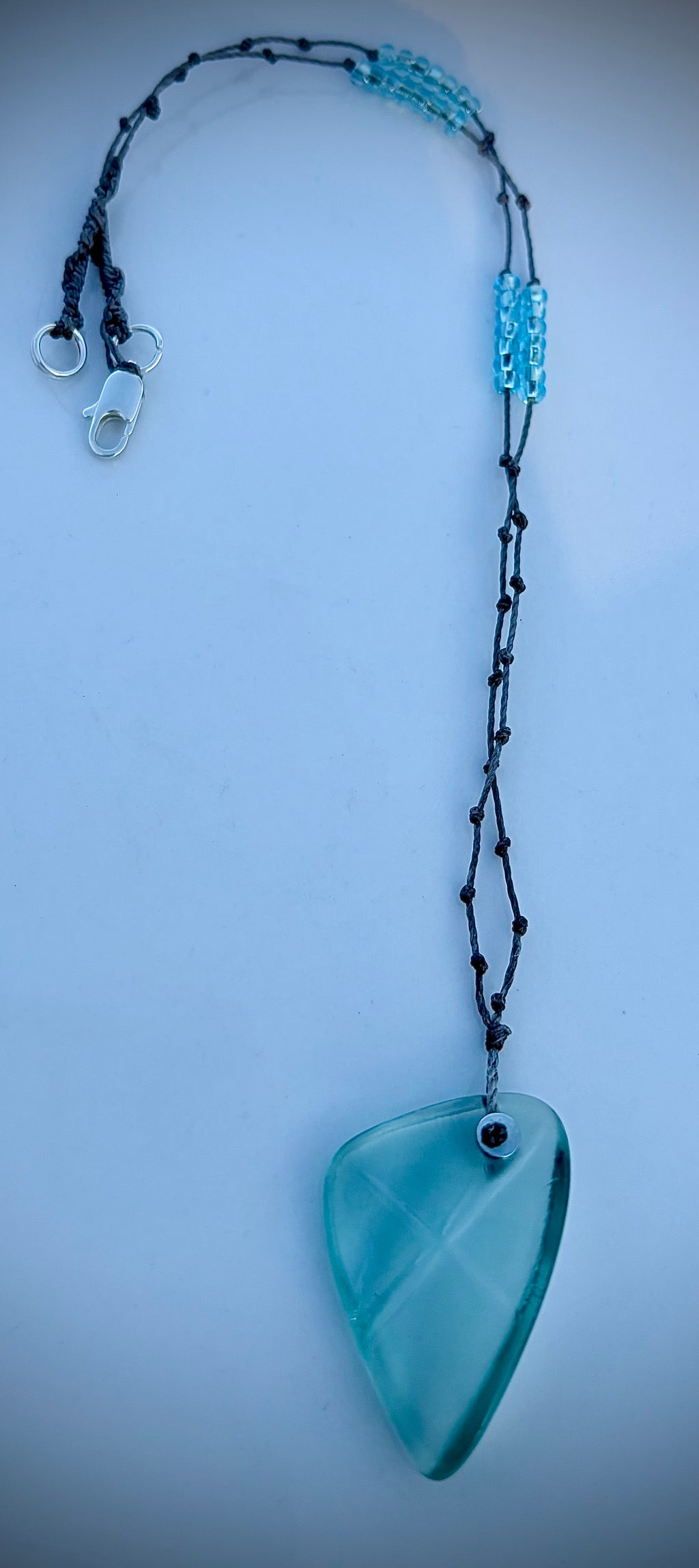 Aqua etched beach glass necklace
