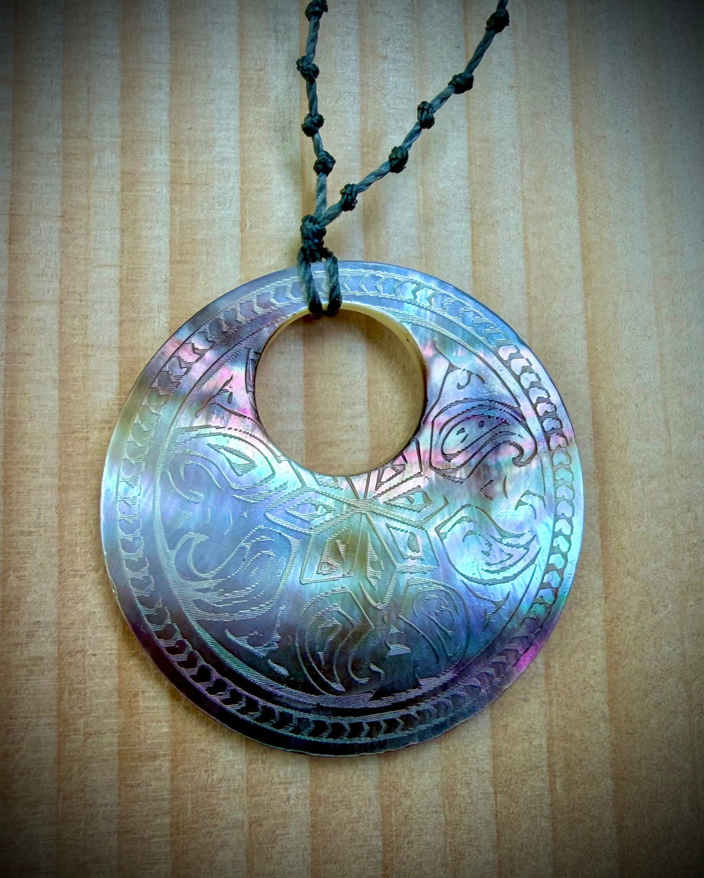 Opal circle pendant necklace