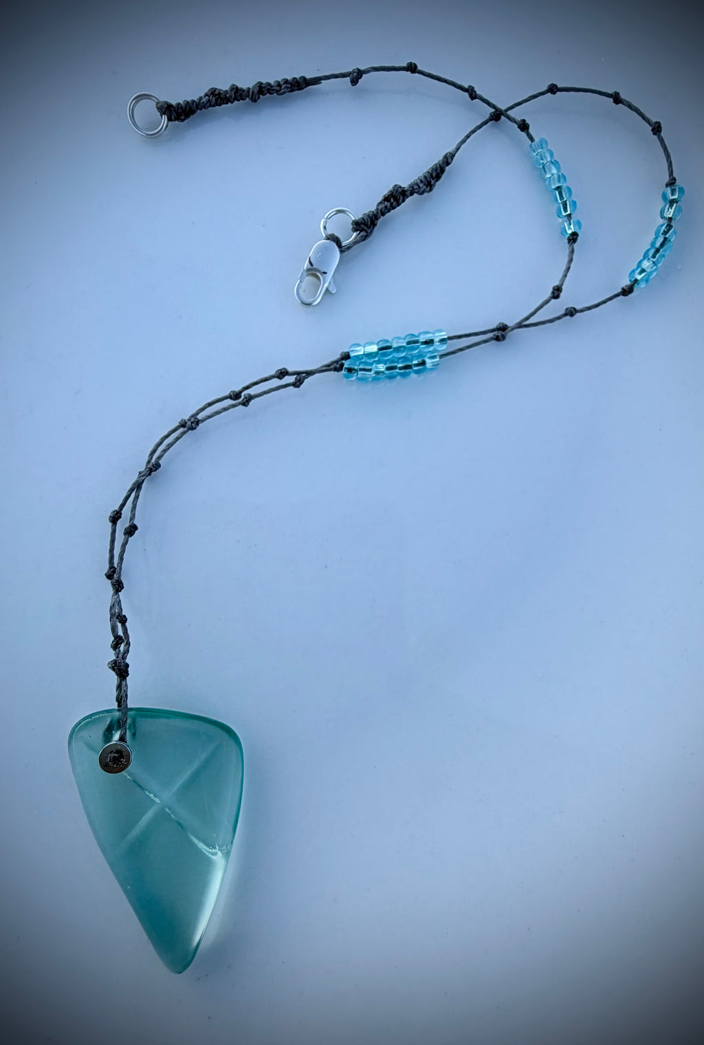 Aqua etched beach glass necklace