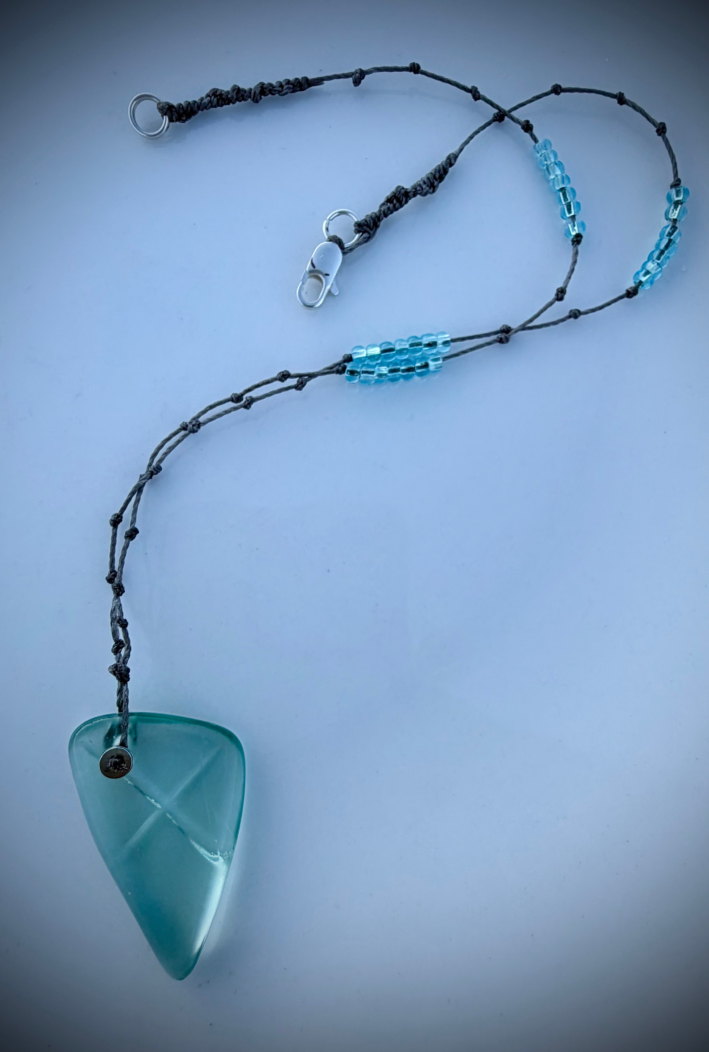 Aqua etched beach glass necklace