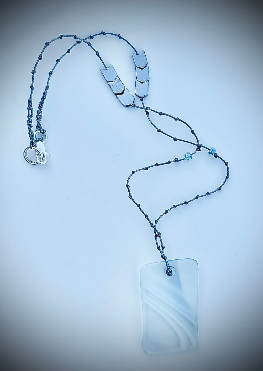 Pale blue glass / hematite necklace