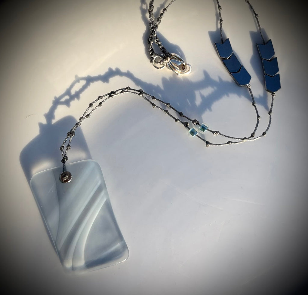 Pale blue glass / hematite necklace