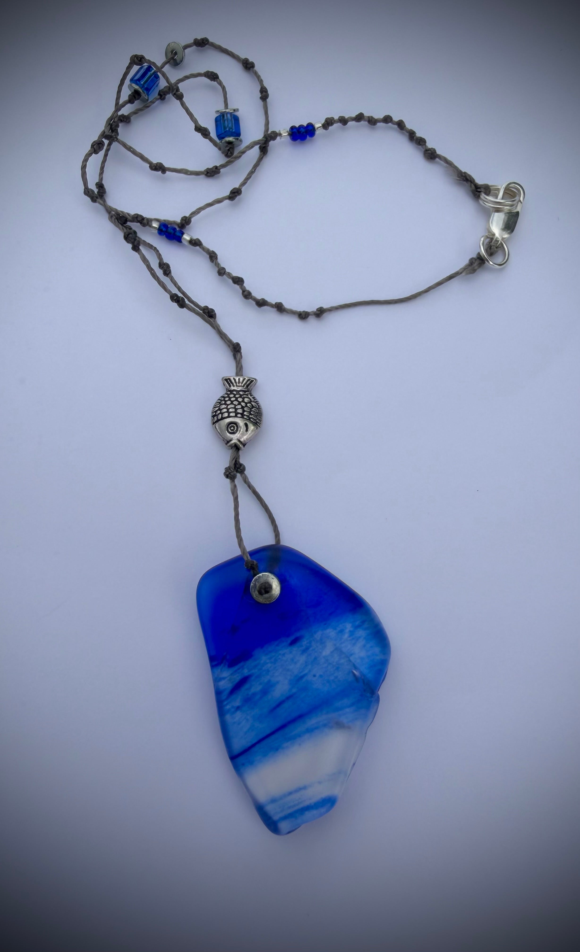 Blue Wave Glass Necklace