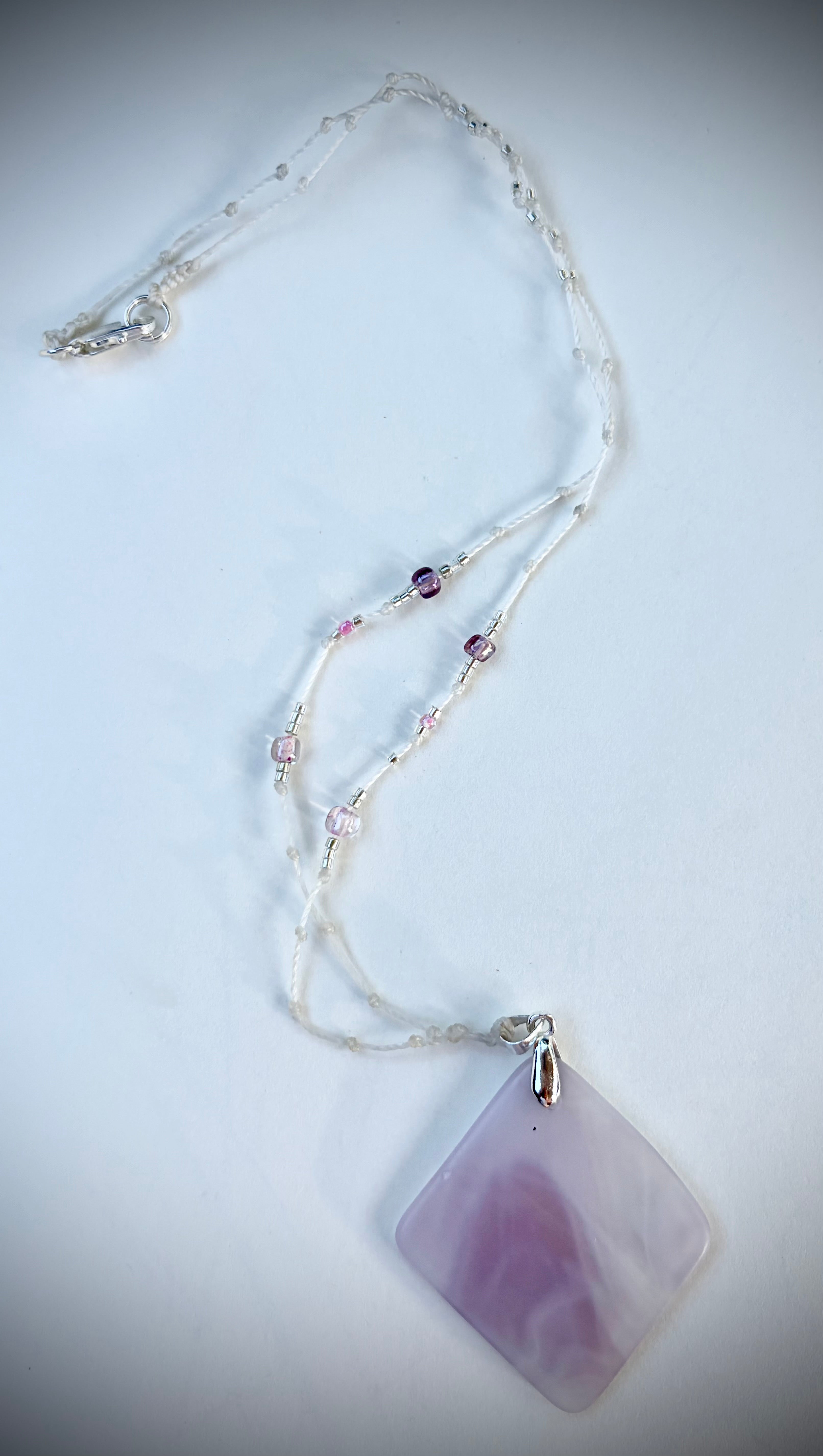 Pink swirl glass necklace