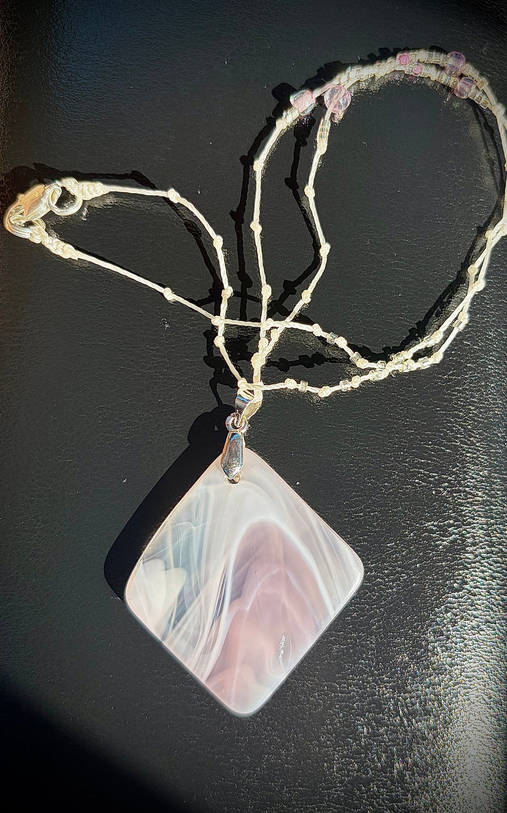 Pink swirl glass necklace