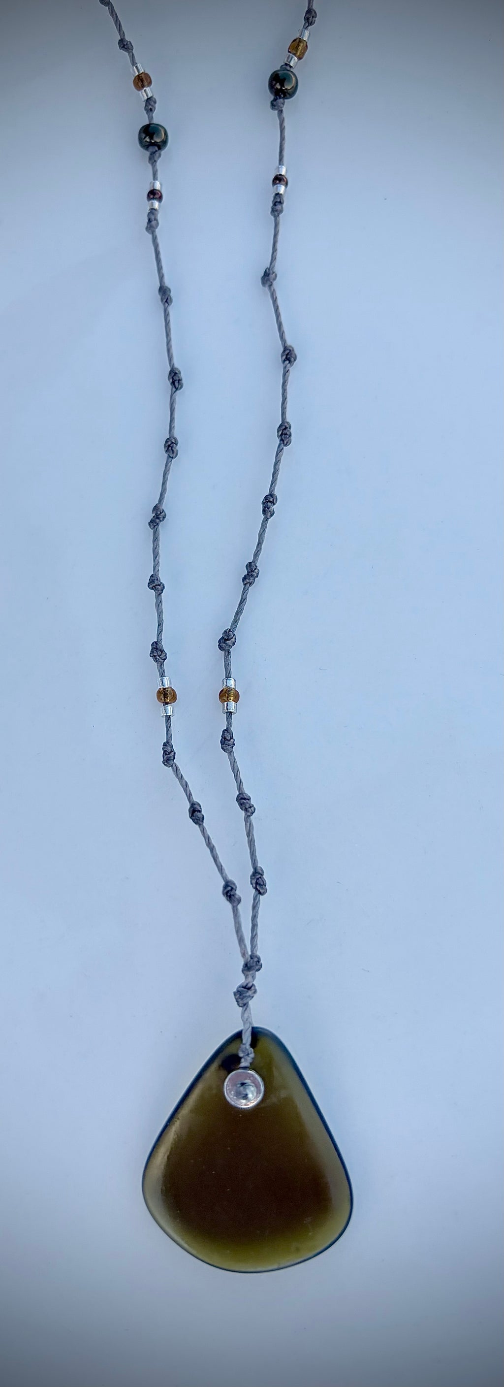 Aqua etched beach glass necklace