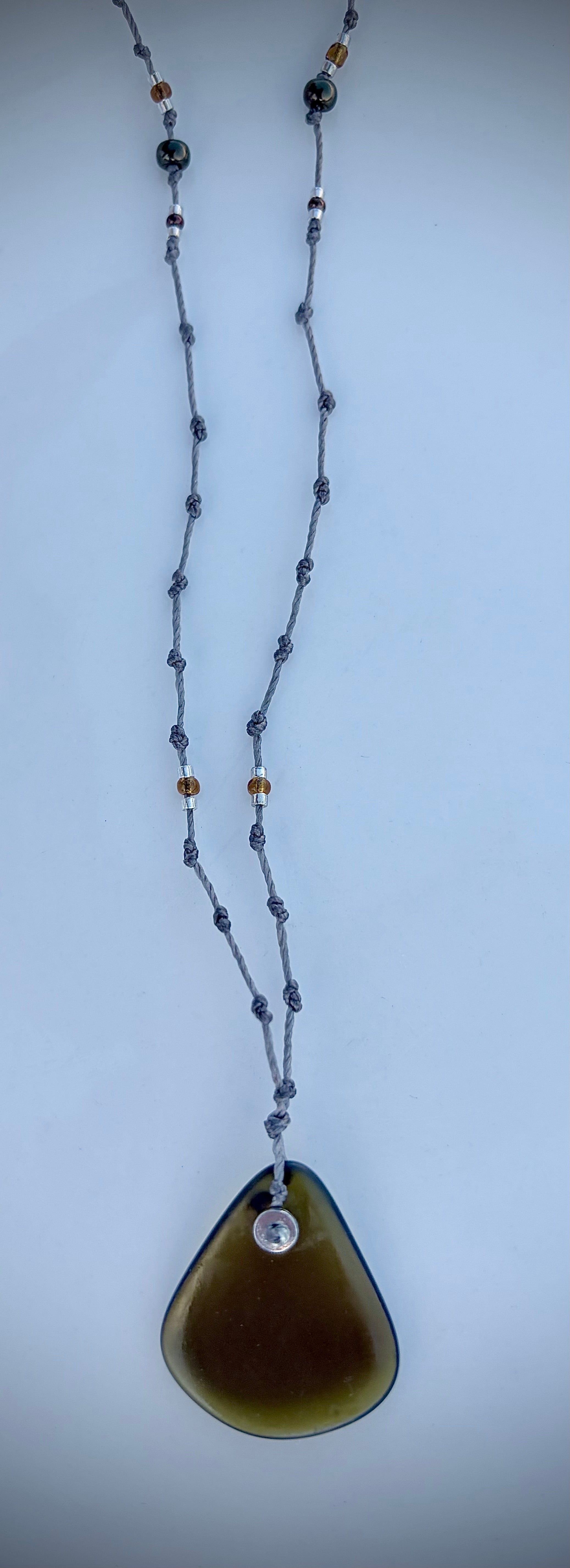 Aqua etched beach glass necklace