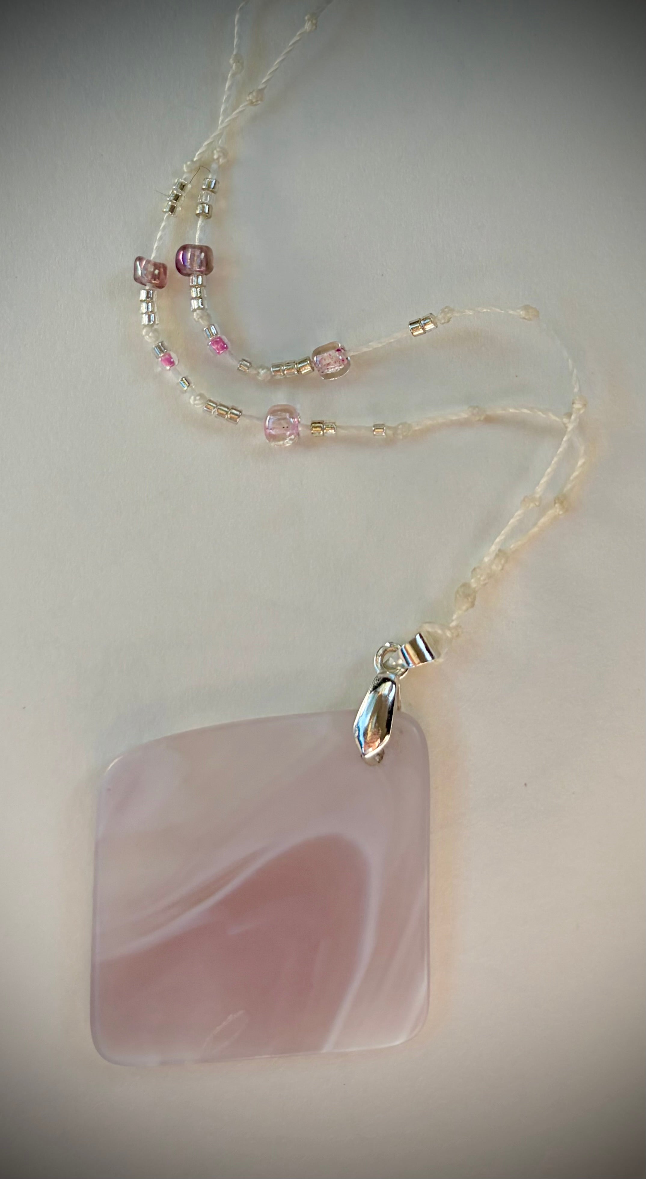 Pink swirl glass necklace