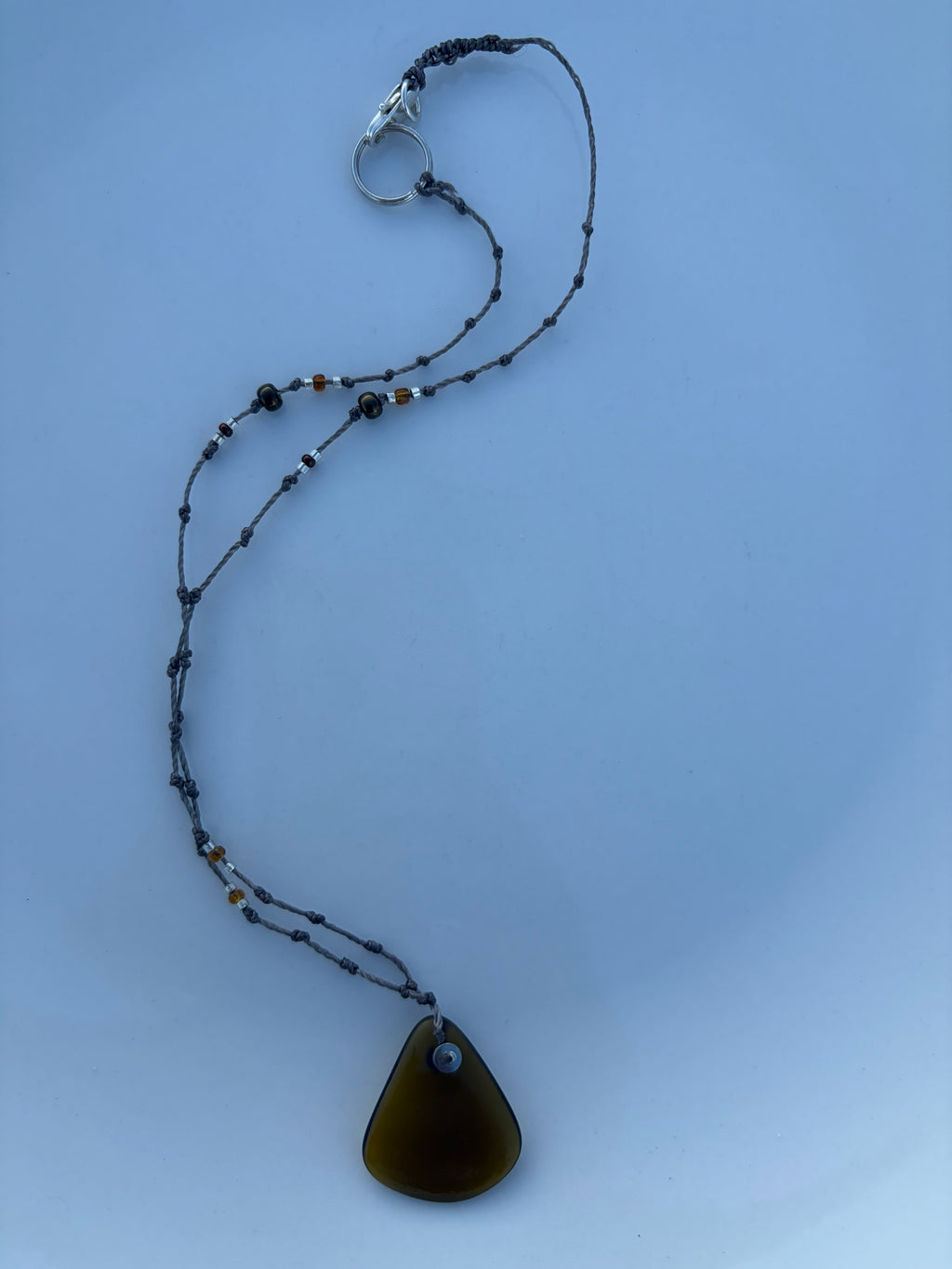 Olive green glass necklace