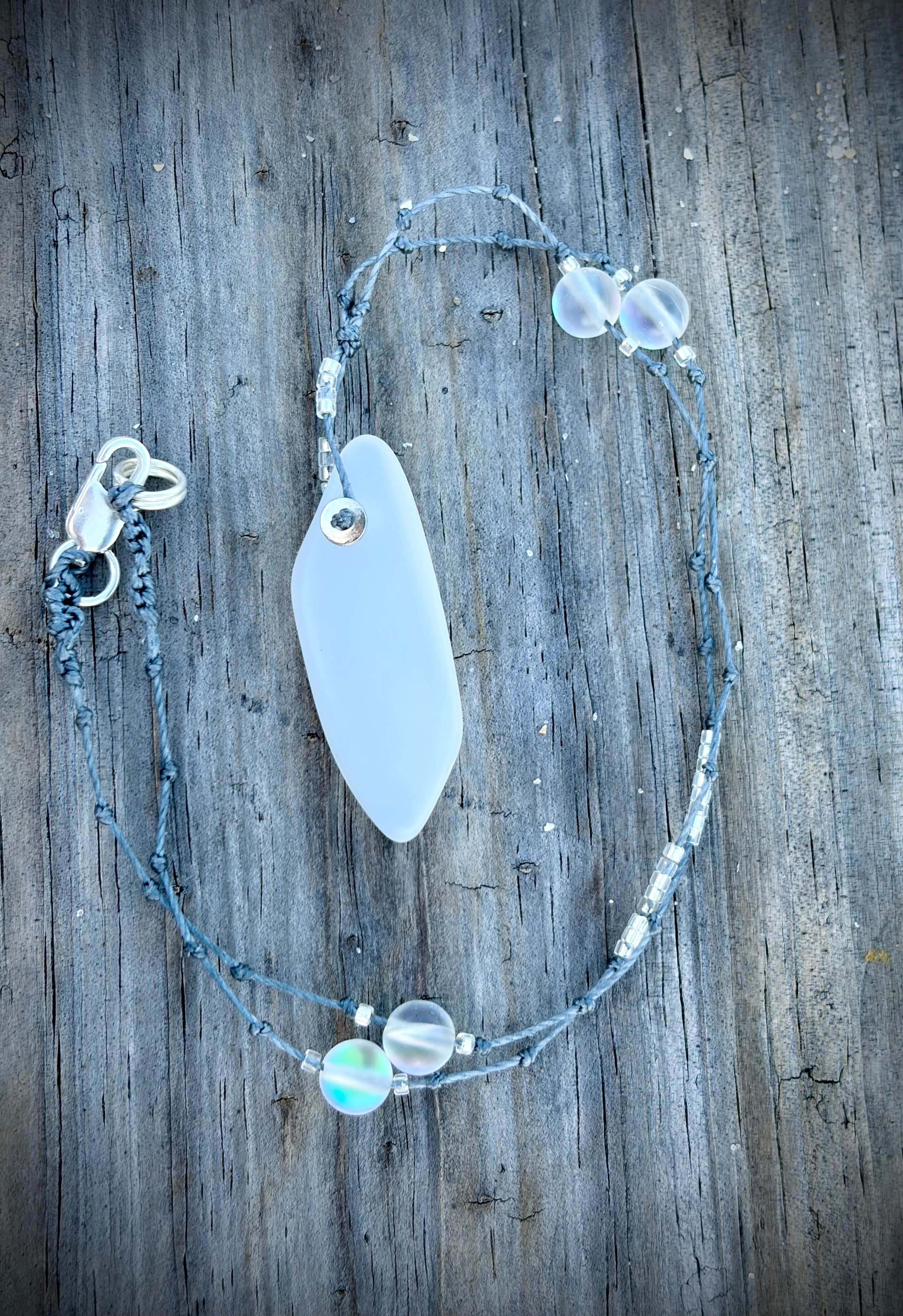 White opaque glass necklace