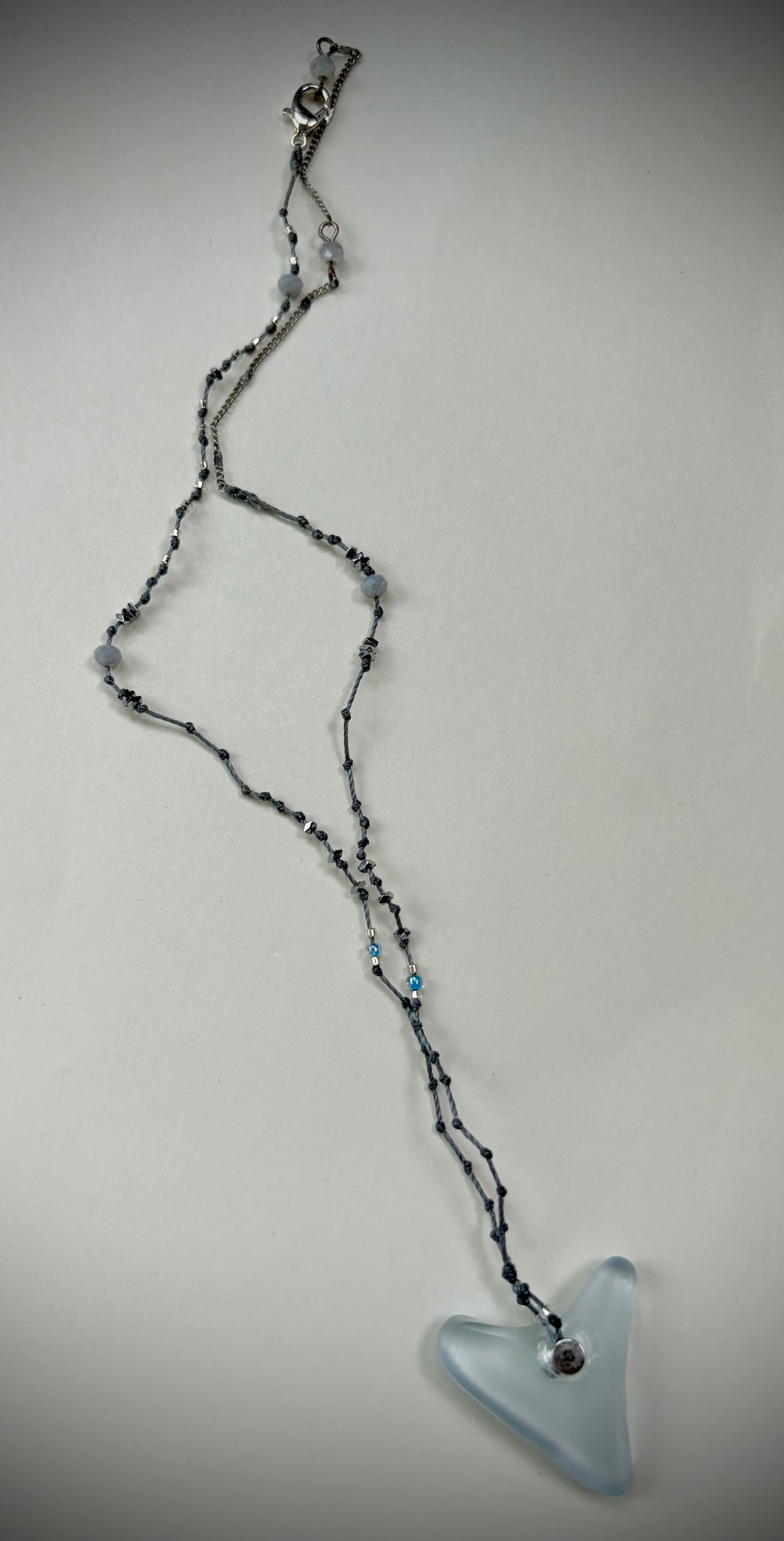 Ice Blue Glass Necklace