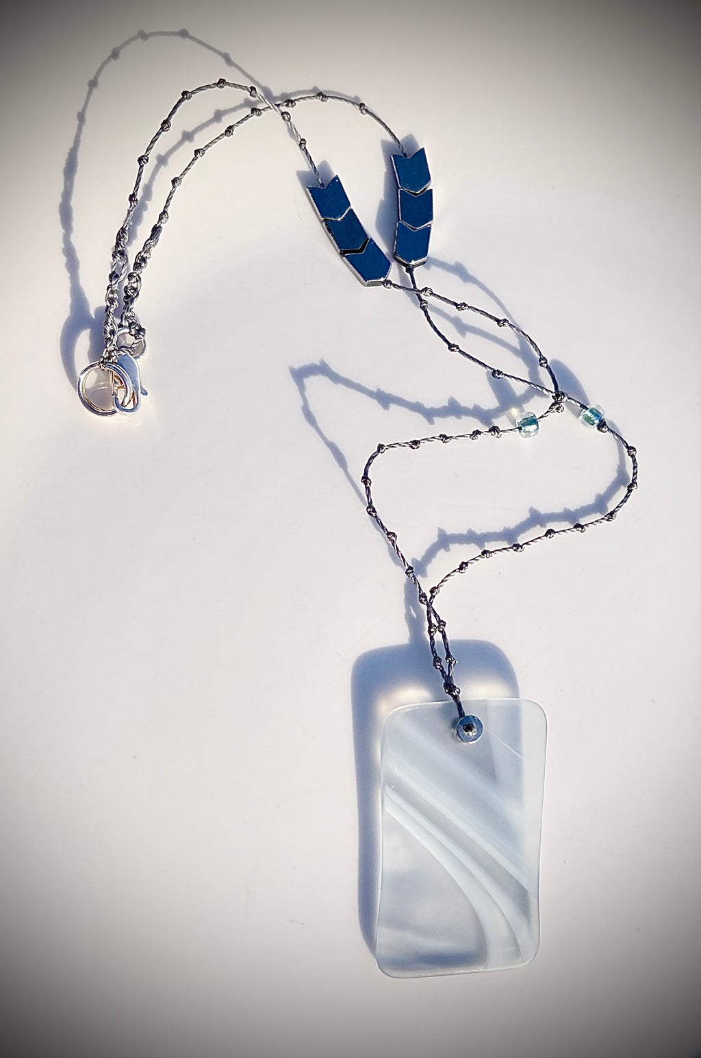 Pale blue glass / hematite necklace