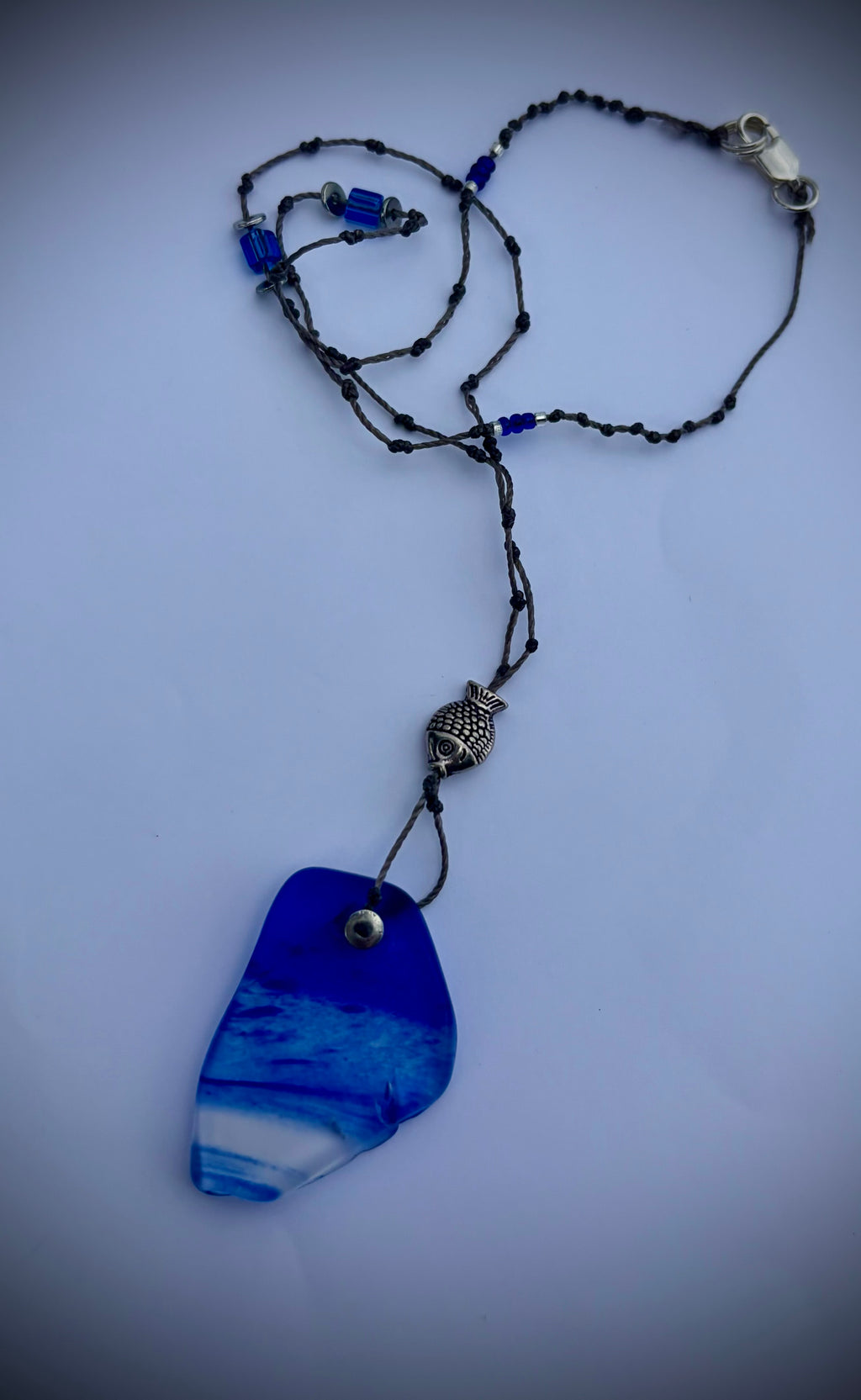 Blue Wave Glass Necklace