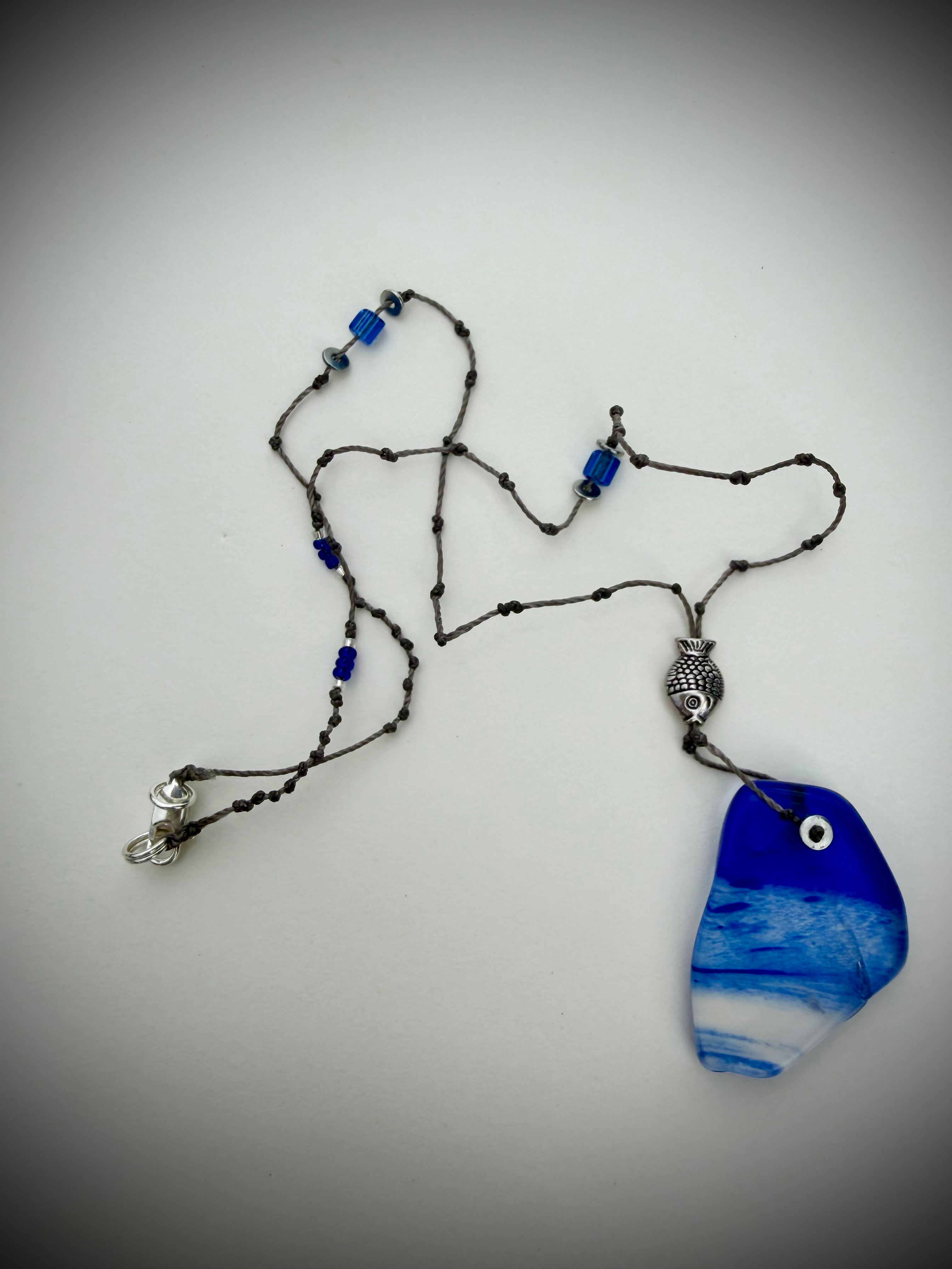 Blue Wave Glass Necklace