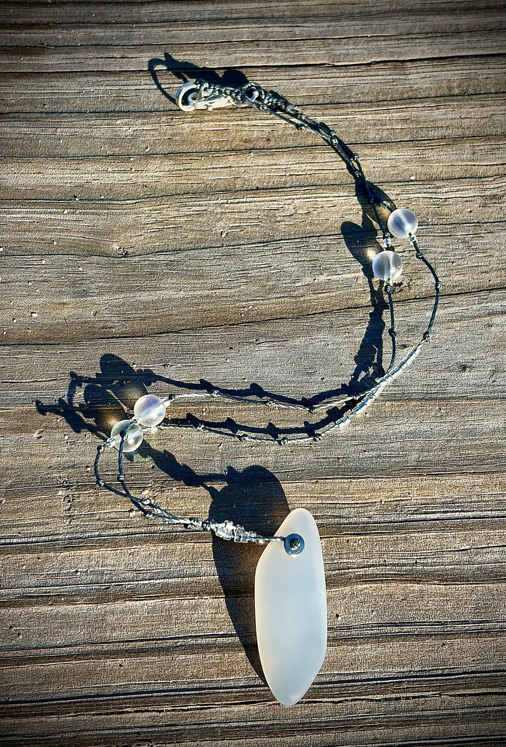 White opaque glass necklace