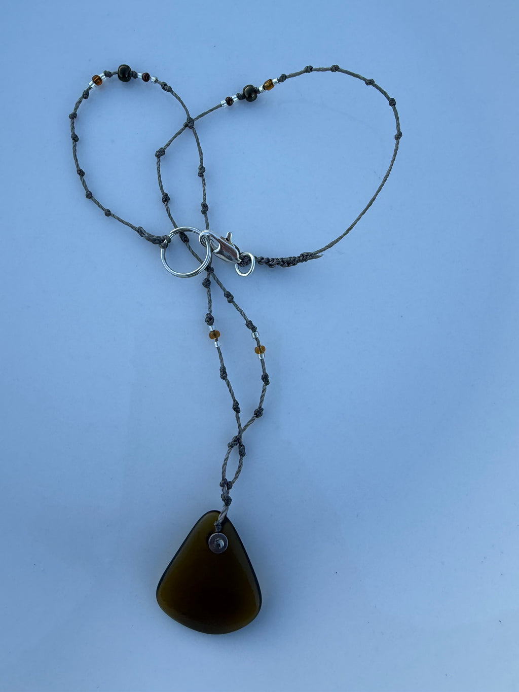 Olive green glass necklace