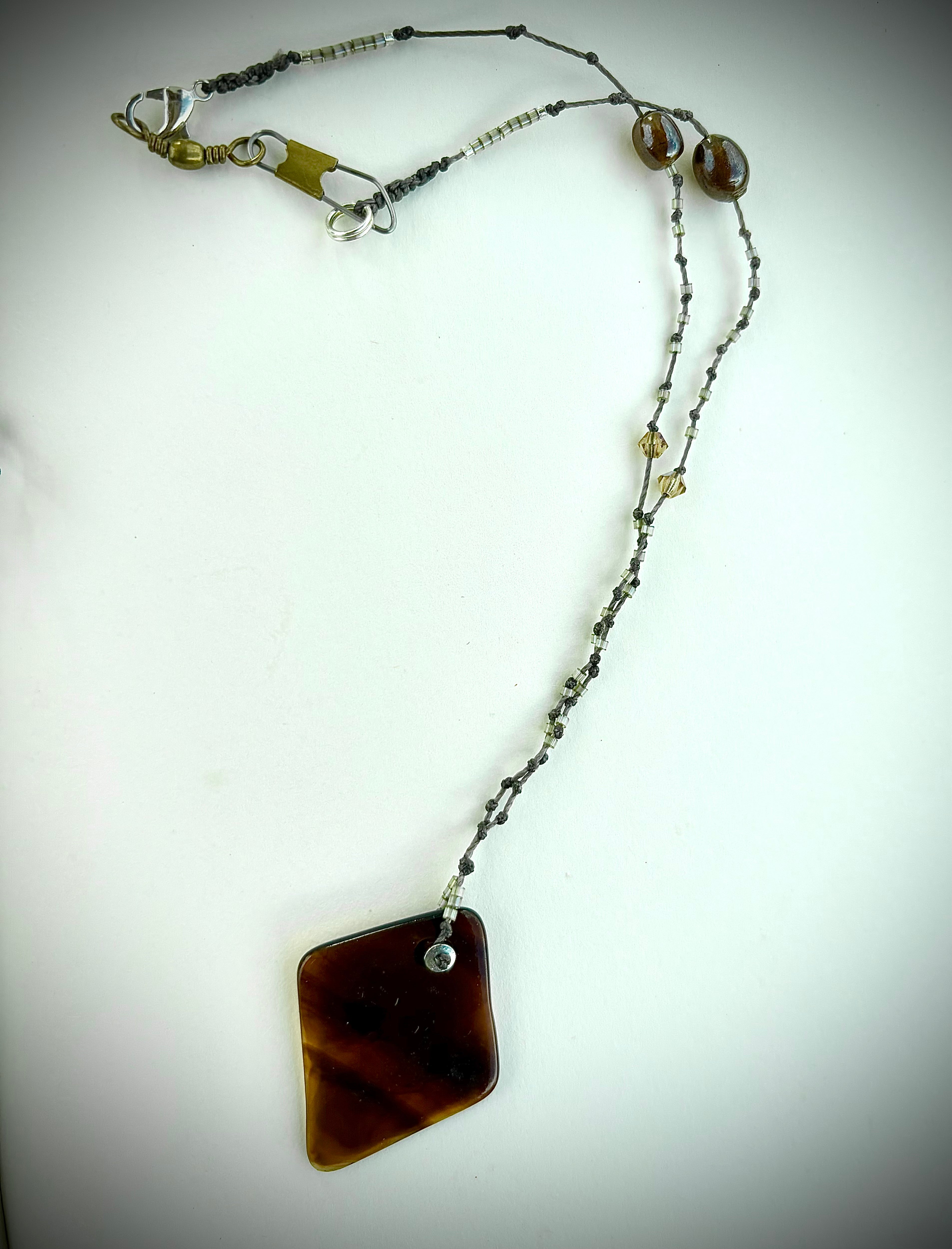 Glass Necklace - brown swirl