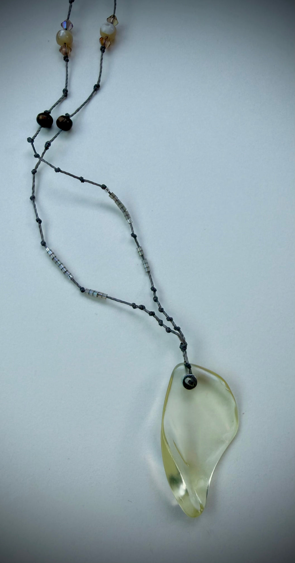 Creamy yellow glass necklace
